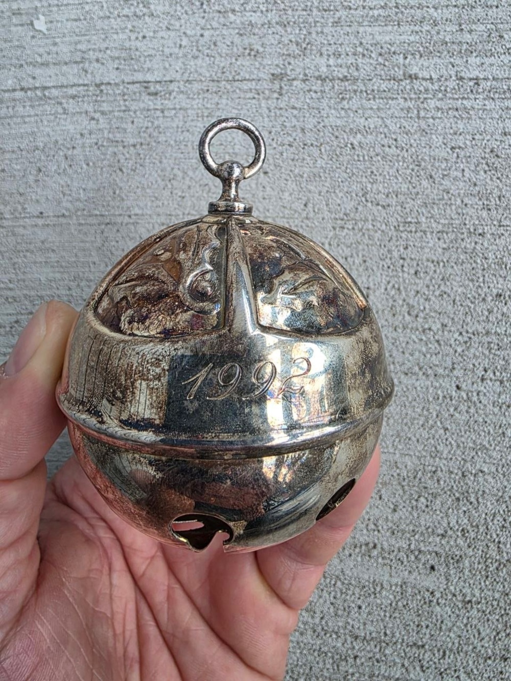 Vintage Reed & Barton 1992 Holly Bell Silverplate Christmas Jingle Bell Ornament